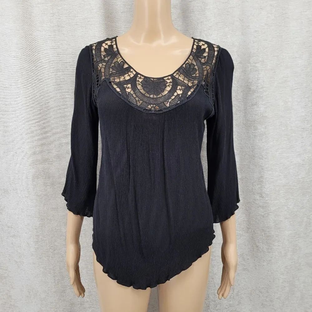 ASTR Elegant Black Lace Women's Top